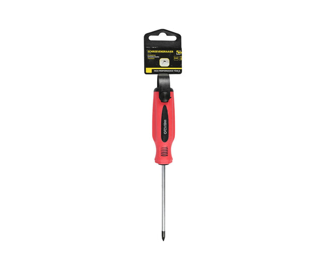 Pozi Schroevendraaier PZ1 100mm Cr-V, Rood/Zwart, Meubelmontage