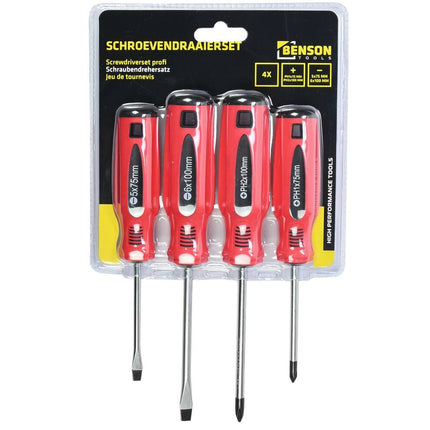 Schroevendraaier Set 4 dlg - 2 Platkop, 2 Kruiskop voor Thuisgebruik