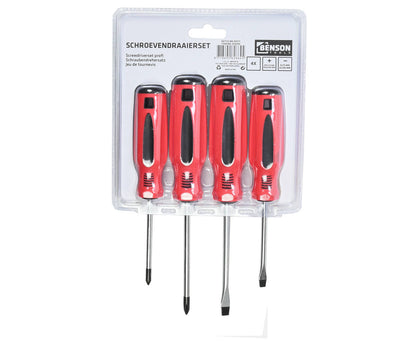 Schroevendraaier Set 4 dlg - 2 Platkop, 2 Kruiskop voor Thuisgebruik