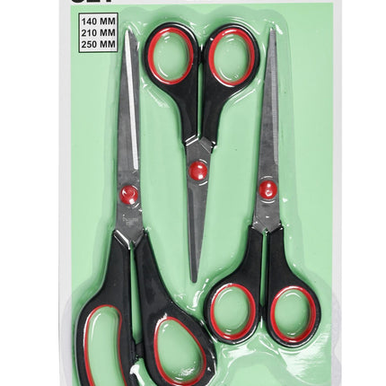 Schaarset 3 dlg actie – Materiaal RVS en kunststof, 14CM, 17,5CM, 20,5CM