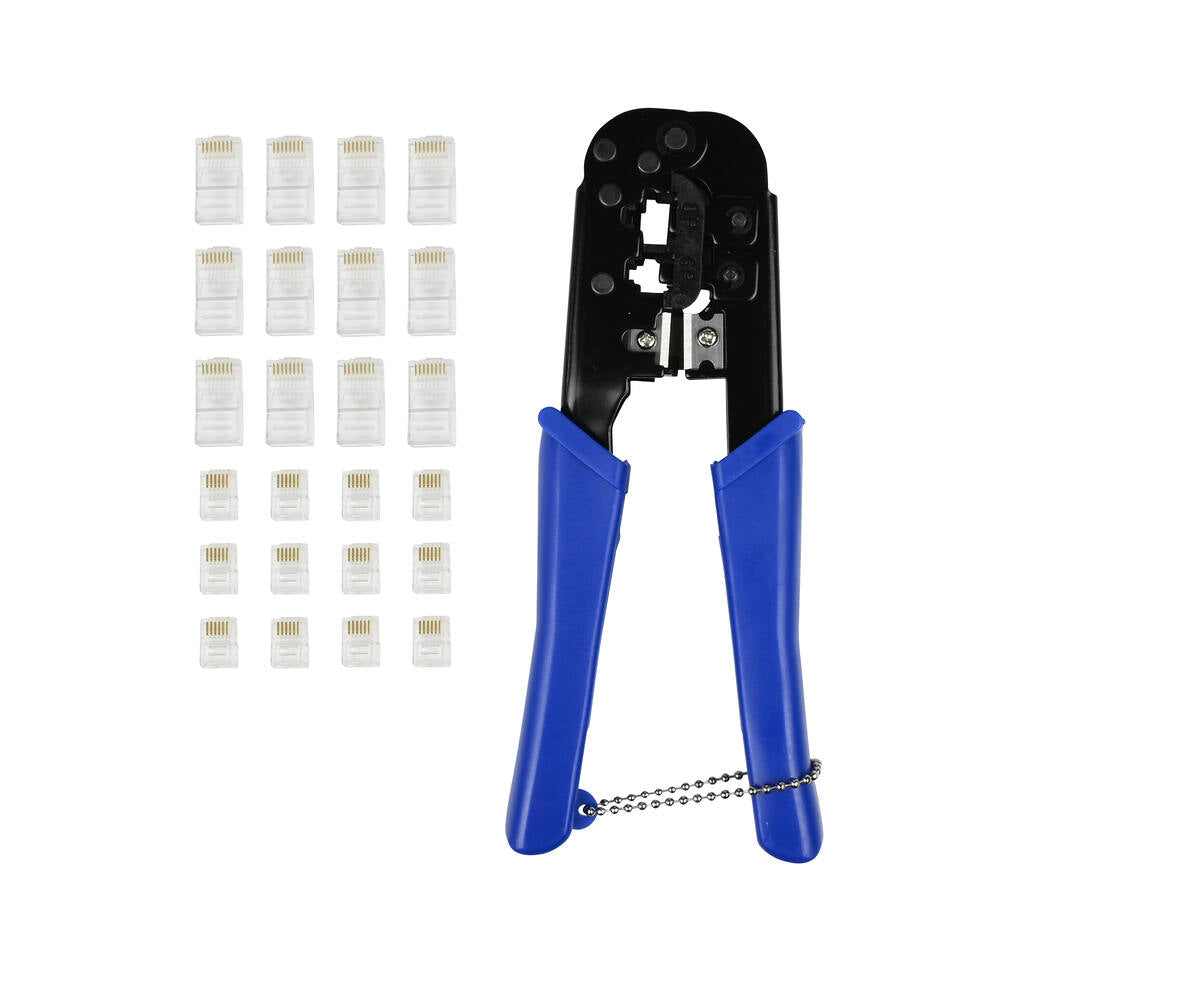 Krimptang Set 25-delig: Voor RJ45 Ethernet & RJ11/12 Telefoonstekkers.