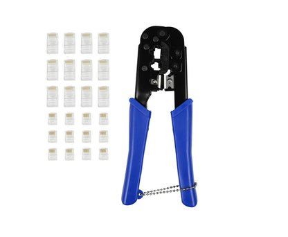Krimptang Set 25-delig: Voor RJ45 Ethernet & RJ11/12 Telefoonstekkers.