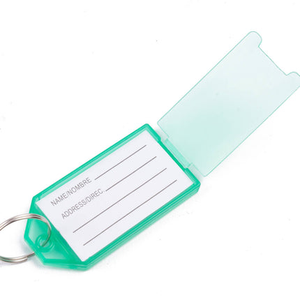 Sleutellabels 8 stuks, kleurrijk, beschrijfbaar, met metalen ring.