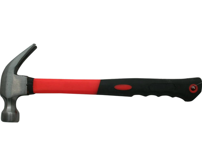 Kleine oranje klauwhamer met fibersteel voor lichte timmerwerkzaamheden.