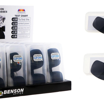 Zonnebril clip on display – 2 maten heren-model en dames-model, Neusbrug breedte 15 mm