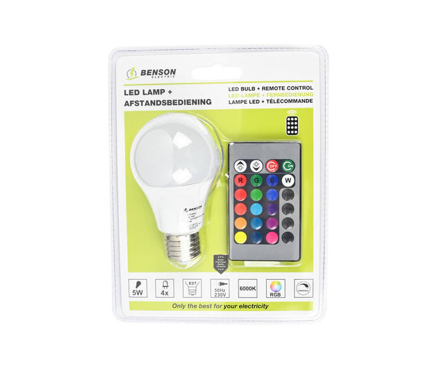 Led Lamp E27 4W Multicolor, Incl. Afstandsbediening, 16 Kleuren