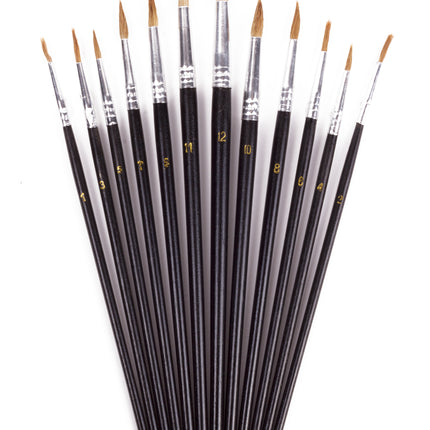 Penseelset 12 dlg rond – Maten variërend van 1 tot 12 mm, 12 mm