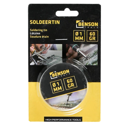 Soldeertin 60g ø1mm, 70/30 lood-tin, ideaal voor elektronica solderen