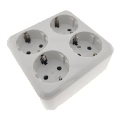 Wandcontactdoos 4-voudig RA 250V 16A IP20 voor thuis en kantoor.
