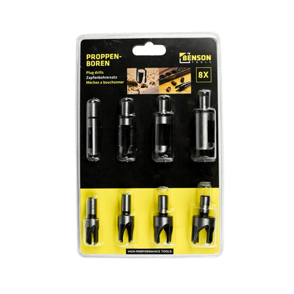 Boorset 8 dlg Proppenboor: 6-22mm, voor naadloze houten afwerkingen.