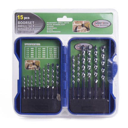 15-delige Steenboorset met Carbon Steel Bits in Hardcase, YG8 Precisie
