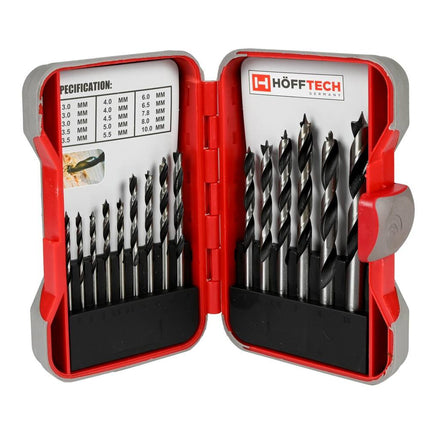 15-delige Carbon Steel Boorset voor Hout, Incl. Hardcase