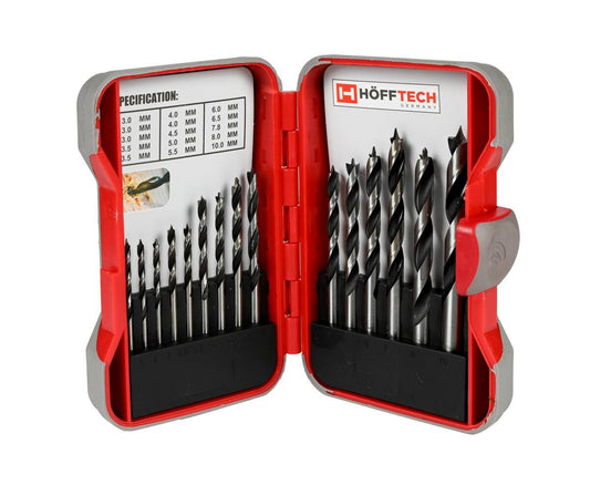 15-delige Carbon Steel Boorset voor Hout, Incl. Hardcase