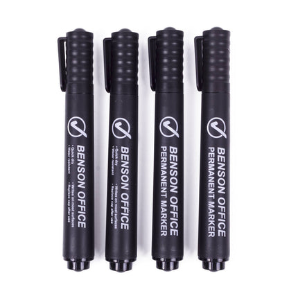 Zwarte Permanent Marker Set 4-delig, 2-2,5mm, Voor Diverse Oppervlakken