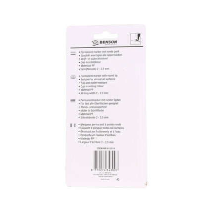 Zwarte Permanent Marker Set 4-delig, 2-2,5mm, Voor Diverse Oppervlakken