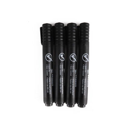 Zwarte Permanent Marker Set 4-delig, 2-2,5mm, Voor Diverse Oppervlakken