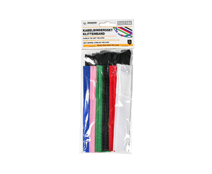 Klittenband Kabelbinderset 12-delig, 25x160mm, Herbruikbaar, 170mm Lus