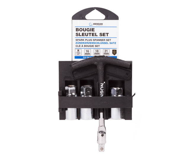 Bougiesleutel Set 4dlg CrV, 3/8" Aansluiting, 16-21mm Doppen