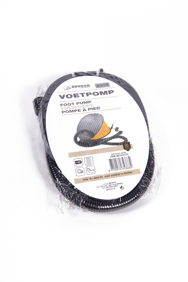 Voetpomp 2 ltr – Merk Benson, Model Voetpomp, Kleur Geel / Zwart, Inhoud 2 liter
