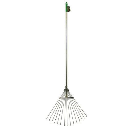 Verstelbare metalen bladhark 155 cm voor bladeren en tuinafval.