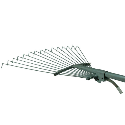 Verstelbare metalen bladhark 155 cm voor bladeren en tuinafval.