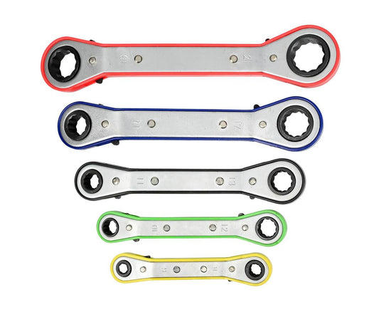 5-delige Ringratelset, Chroom-Vanadium, Auto- en Huisreparaties