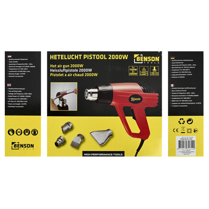 Hetelucht pistool 2000W – Spanning en frequentie 230V ~ 50Hz, Netsnoer lengte 1.8 MTR