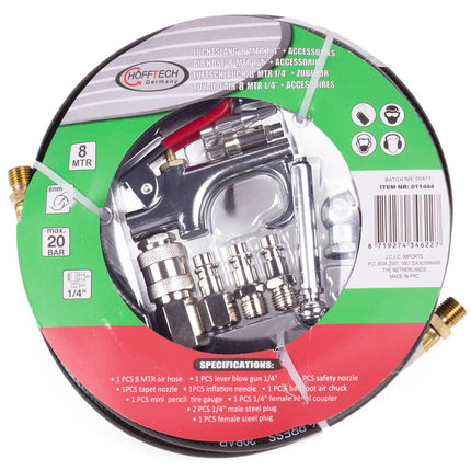 Luchtslang 8m 1/4" met 10 Accessoires voor Schilderen en Meer