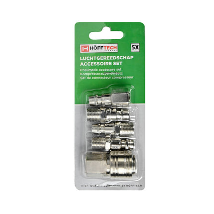Luchtgereedschap Set 5 dlg: 1/4'' Koppelingen & Nippels, Quick Release