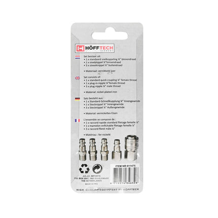 Luchtgereedschap Set 5 dlg: 1/4'' Koppelingen & Nippels, Quick Release