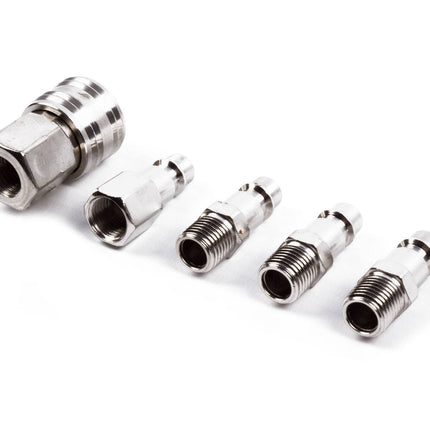 Luchtgereedschap Set 5 dlg: 1/4'' Koppelingen & Nippels, Quick Release
