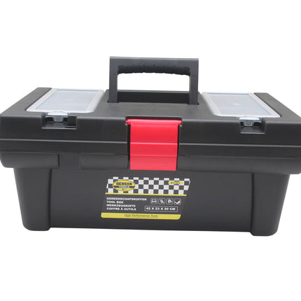 Gereedschapskoffer 42x23x18 cm, robuust kunststof, ideaal voor DIY.