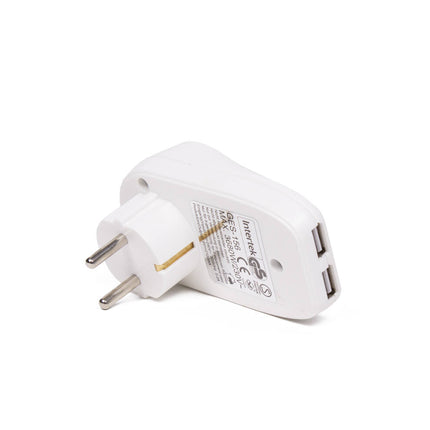 Stopcontact met 2 USB-poorten, 2.1A, laad smartphones en tablets.