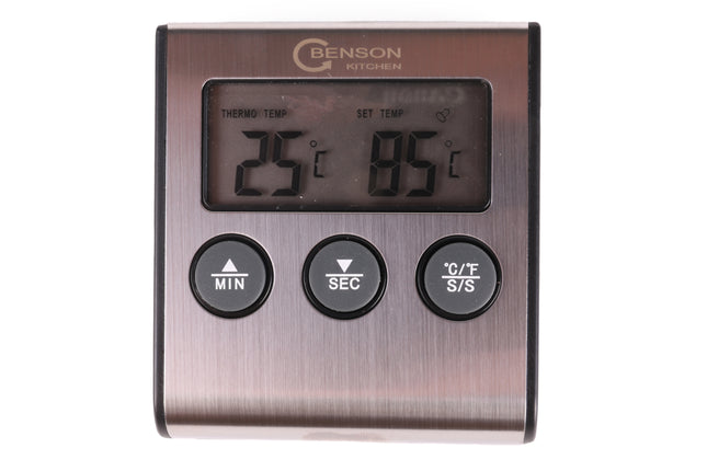 Keukenthermometer digitaal met timer – Nauwkeurigheid +/- 1°C, Tijdsbereik 0 - 99.59 min