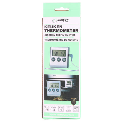 Keukenthermometer digitaal met timer – Nauwkeurigheid +/- 1°C, Tijdsbereik 0 - 99.59 min