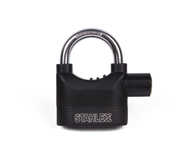 Hangslot 65mm Alarm, 110dB Sirene, Gehard Staal, 3 Sleutels, LR44 Batt.