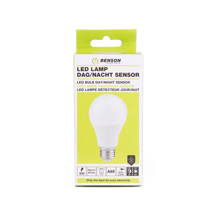 LED Lamp E27 A60 9W Dag/Nacht Sensor 3000K Warm Wit, 806Lm