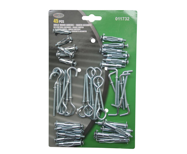 Hollewand Ankers + Haken Set 45 dlg: Ideaal voor Decoratieve Montage