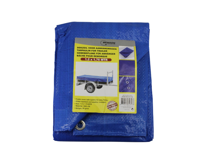 Aanhangwagenzeil 1.2x1.76m, 6 ogen, 100% PE, 90g/m², waterafstotend