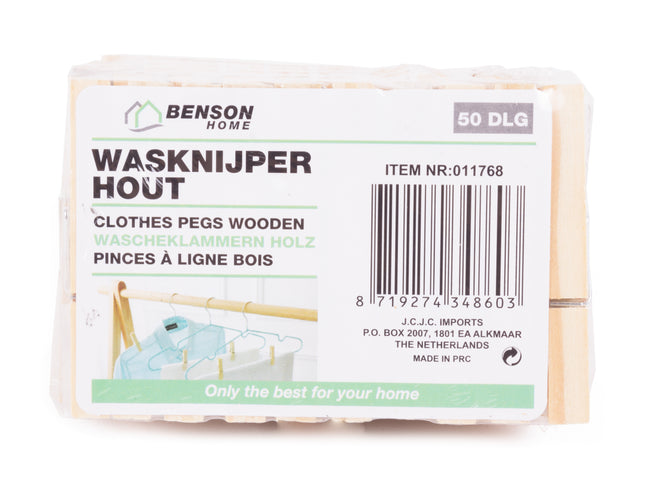 Wasknijpers hout 50 dlg – Aantal 50 stuks