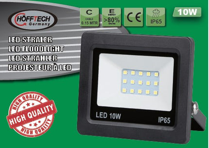 LED straler flat 10W SMD – Vermogen 10W, Spanning 220 - 240 V, Afmeting 80 x 70 x 24 mm