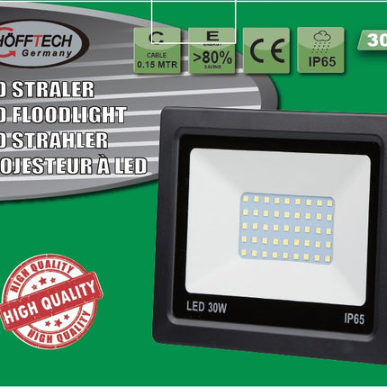 LED straler flat 30W SMD – Vermogen 30W, Spanning 220 - 240 V, Afmeting 140 x 100 x 23 mm