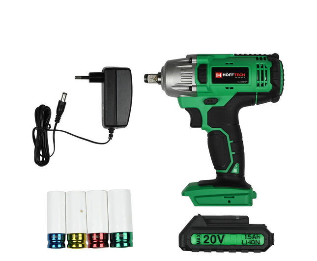 Accu Slagmoersleutel 20V, 380Nm, LED, 4 Doppen voor Autowielen