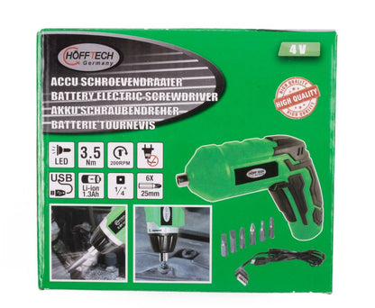3.6V Li-ion Schroevendraaier, 1300mAh, 200RPM, LED, 6 bits
