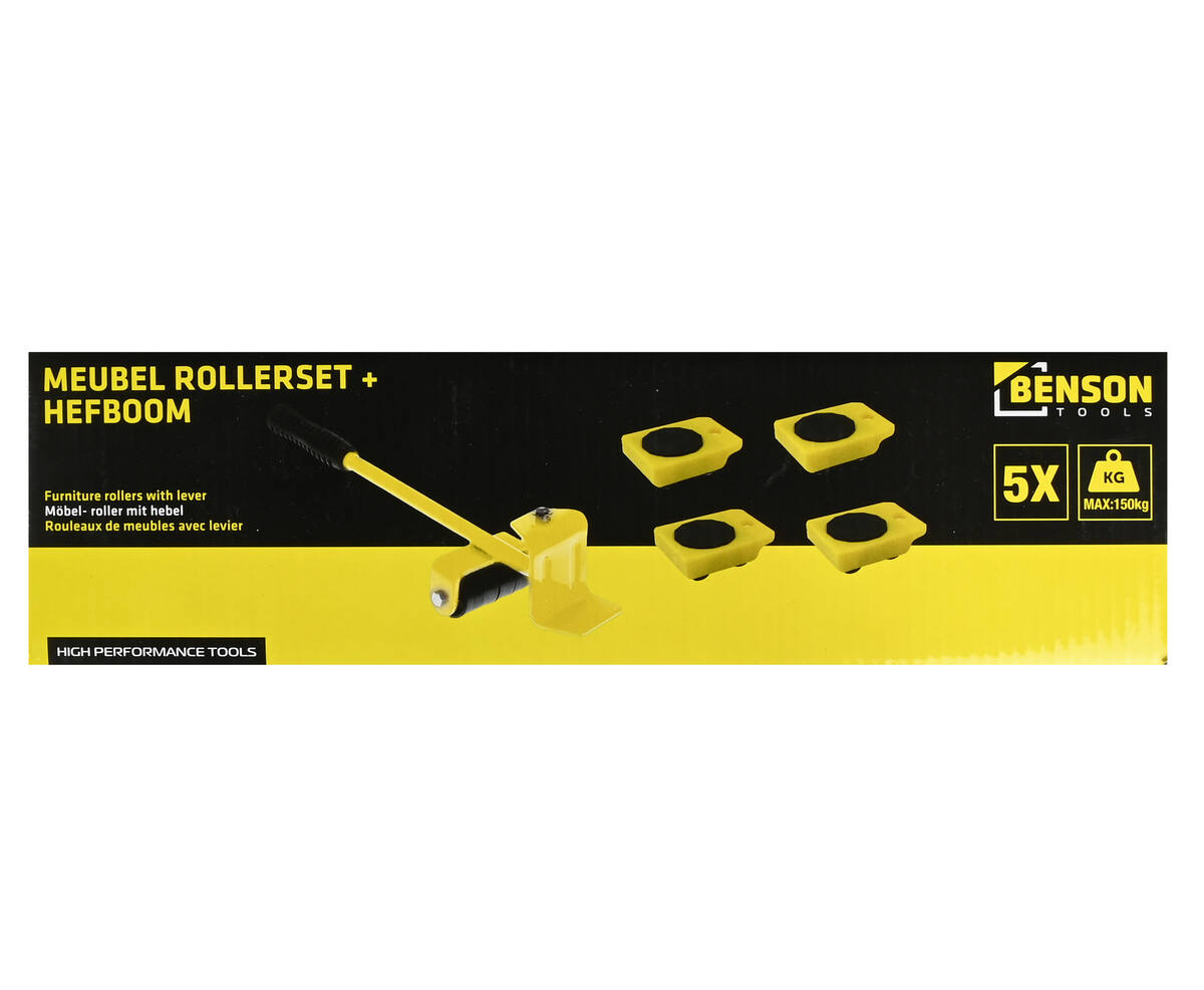 Meubel Rollerset 5-dlg: 8-wiel rollers, 150kg draagvermogen, antislip.