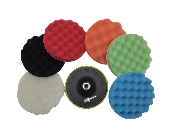 Polijstset 7 dlg ø150 mm M14 Adapter - Voor Boormachines & Polijstmachines