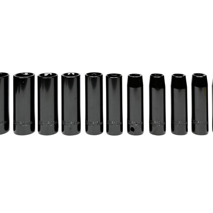 Slagmoerdoppenset 1/2" 10-24 mm Cr-V Staal met Opbergkoffer