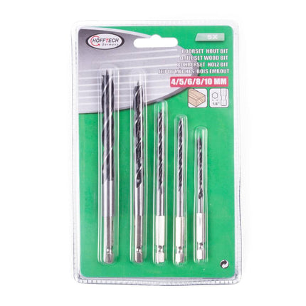 Boorset 5-delig, 4-10mm, 1/4" Hex, Houtbewerking Klussen