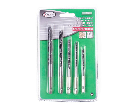 Boorset 5-delig, 4-10mm, 1/4" Hex, Houtbewerking Klussen