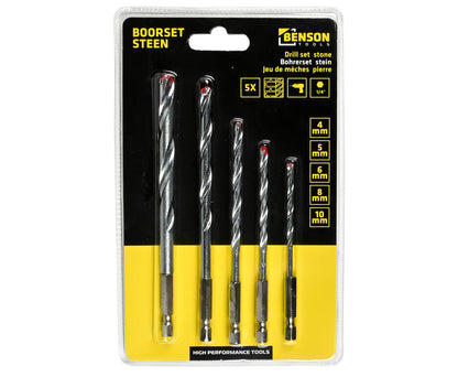5-delige Steenboorset 4-10mm voor Precisie Boren in Steen